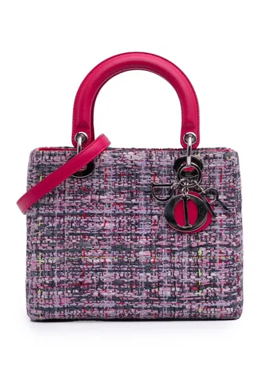 Pre-owned Dior 2014 Medium Tweed Lady  Satchel