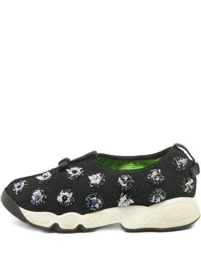 Pre-owned Dior 2014 Mesh Embellishment Sneakers In Black