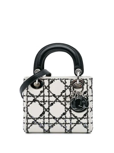 Pre-owned Dior 2014 Mini Calfskin Cannage Sequin Lady  Satchel