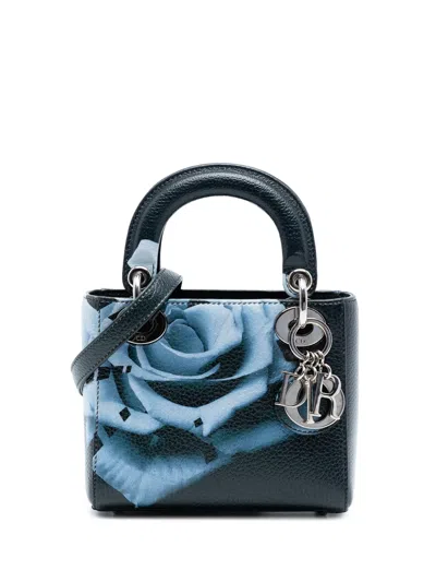 Pre-owned Dior 2014 Mini Deerskin Floral Print Lady  Satchel In Green