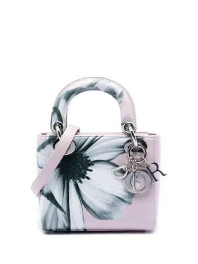 Pre-owned Dior 2014 Mini Deerskin Floral Printed Lady  Satchel In Pink