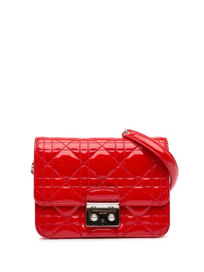Pre-owned Dior 2014 Mini Patent Cannage Miss  Crossbody Bag In 红色