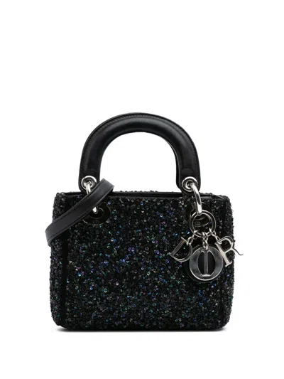 Pre-owned Dior 2014 Mini Satin Sequin Embellished Lady  Satchel