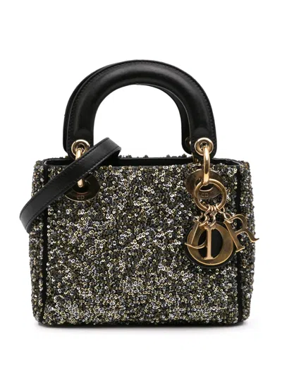 Pre-owned Dior 2014 Mini Satin Sequin Embroidered Lady  Satchel