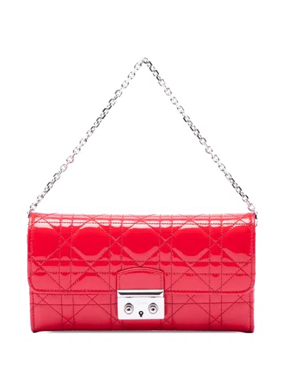 Pre-owned Dior 2014 Patent Cannage Miss  Wallet On Chain Handbag In Red