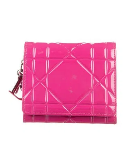 Pre-owned Dior 2014 Patent Leather Wallet In Pink