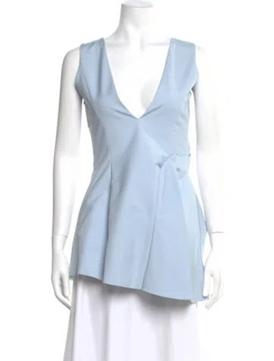 Pre-owned Dior 2014 V-neck Top In Blue
