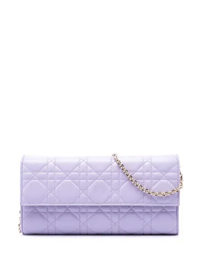 Pre-owned Dior 2015 Cannage Lady  Lambskin Clutch Bag In Purple