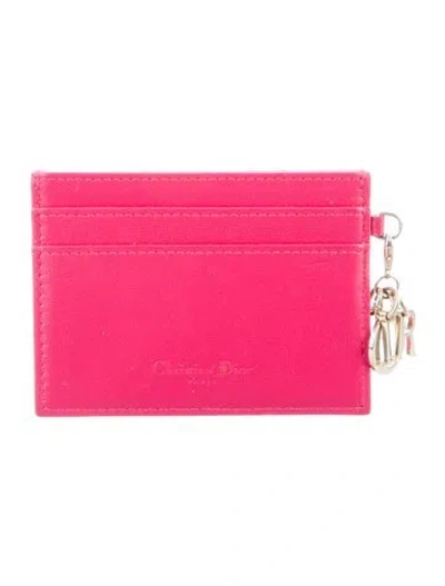 Pre-owned Dior 2015 Cannage Pattern Card Holder In Pink