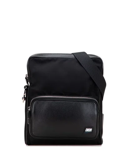 Pre-owned Dior 2015 Canvas And Leather Homme Crossbody Bag In Black