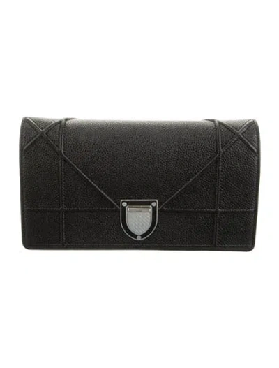 Pre-owned Dior 2015 Ama Wallet On Chain Wallet In Black