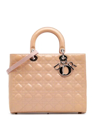 Pre-owned Dior 2015 Large Patent Cannage Lady  Satchel