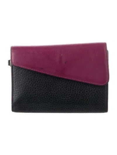 Pre-owned Dior 2015 Leather Compact Wallet In Blue/purple