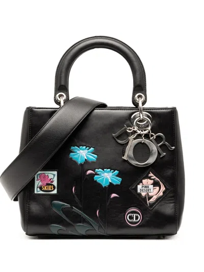 Pre-owned Dior 2015 Medium Calfskin Paradise Lady  Satchel In Black