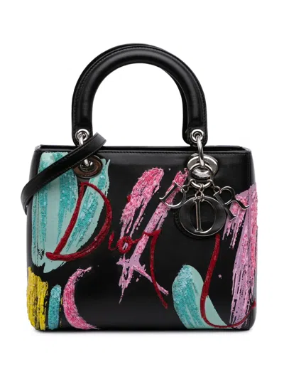 Pre-owned Dior 2015 Medium Calfskin Sequin Art Lady  Satchel