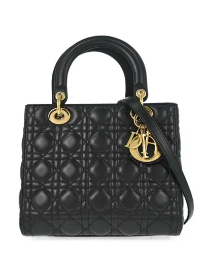 Pre-owned Dior 2015 Medium Lady  Cannage Handbag In Black