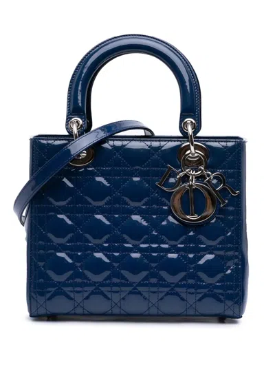 Pre-owned Dior 2015 Medium Patent Cannage Lady  Satchel