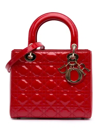 Pre-owned Dior 2015 Medium Patent Cannage Lady  Satchel
