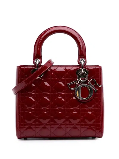 Pre-owned Dior 2015 Medium Patent Cannage Lady  Satchel