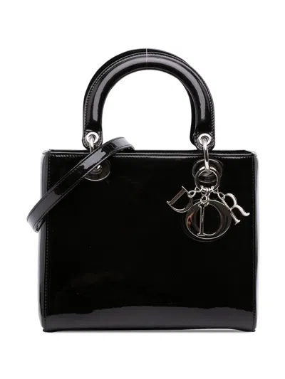 Pre-owned Dior 2015 Medium Patent Lady  Satchel In Black