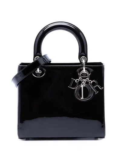 Pre-owned Dior 2015 Medium Patent Lady  Satchel In Black