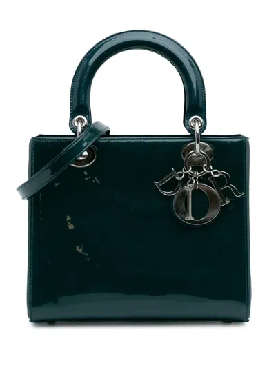 Pre-owned Dior 2015 Medium Patent Lady  Satchel In Green