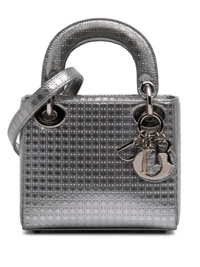 Pre-owned Dior 2015 Mini Metallic Patent Microcannage Lady  Satchel