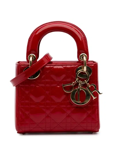 Pre-owned Dior 2015 Mini Patent Cannage Lady  Satchel