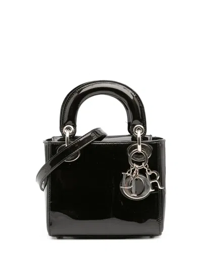 Pre-owned Dior 2015 Mini Patent Lady  Satchel In Black
