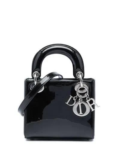 Pre-owned Dior 2015 Mini Patent Lady  Satchel In Black