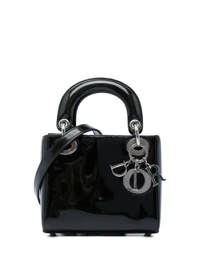 Pre-owned Dior 2015 Mini Patent Lady  Satchel In Black