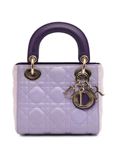 Pre-owned Dior 2015 Mini Tricolor Lambskin Cannage Lady  Satchel