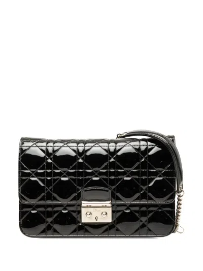 Pre-owned Dior 2015 Patent Cannage Miss  Promenade Crossbody Bag In Black