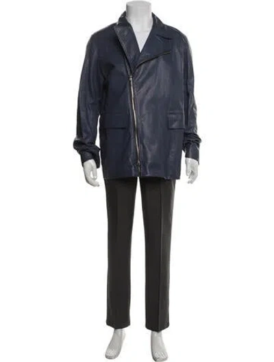 Pre-owned Dior 2015 Python Moto Jacket In Blue