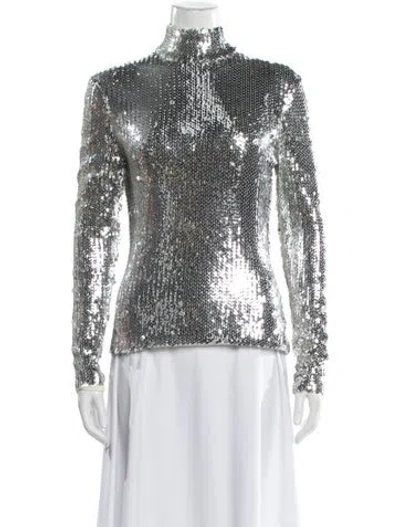 Pre-owned Dior 2015 Sequin Top In Silver