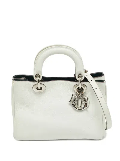 Pre-owned Dior 2015 Small Issimo Leather Tote Bag In White