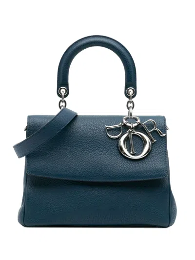 Pre-owned Dior 2015 Small Leather Be  Flap Satchel In Blue