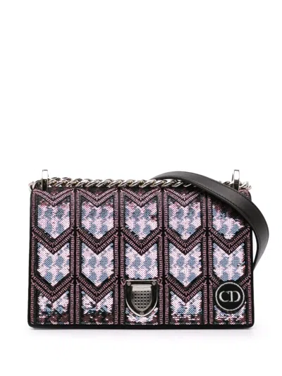 Pre-owned Dior 2015 Small Sequin Embroidered Ama Crossbody Bag In Pink