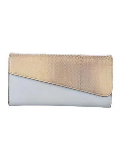 Pre-owned Dior 2015 Snakeskin Continental Wallet In Blue
