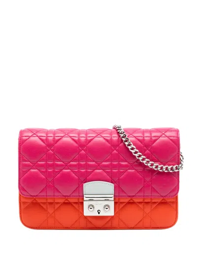 Pre-owned Dior 2015 Tricolor Lambskin Cannage Miss  Promenade Flap Crossbody Bag In Multi