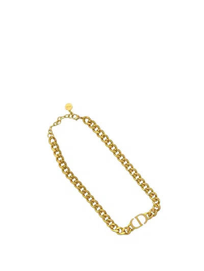 Pre-owned Dior 2015-2025 Gold Plated Cd Logo Chain Link Necklace Costume Necklace
