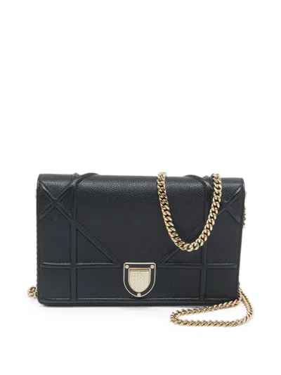 Pre-owned Dior 2016 Ama Wallet Cross Body Bag In Black