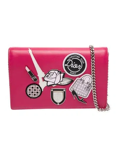 Pre-owned Dior 2016 Ama Wallet On Chain Wallet In Pink