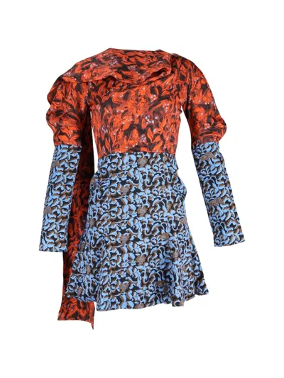Pre-owned Dior 2016 Floral-print Mini Dress In Orange