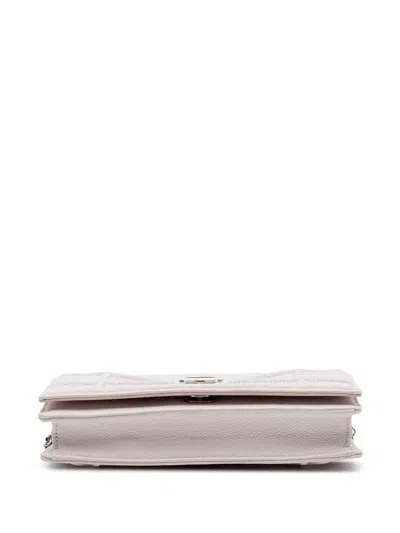 Pre-owned Dior 2016 Grained Calfskin Ama Wallet On Chain Crossbody Bag In Pink