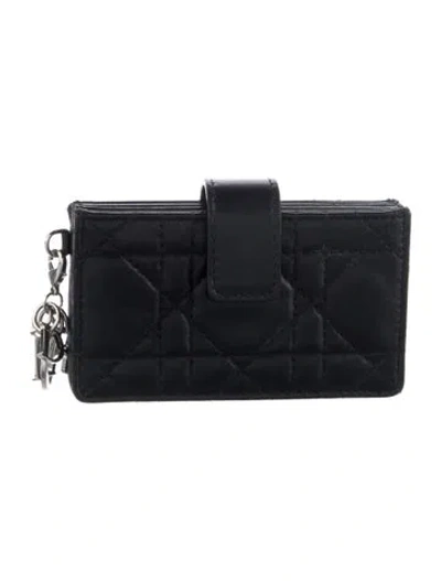 Pre-owned Dior 2016 Lady  Jasmine Card Holder In Black