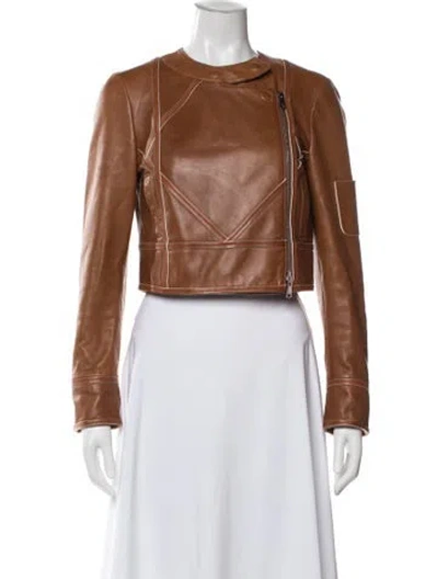 Pre-owned Dior 2016 Lamb Leather Biker Jacket In Brown