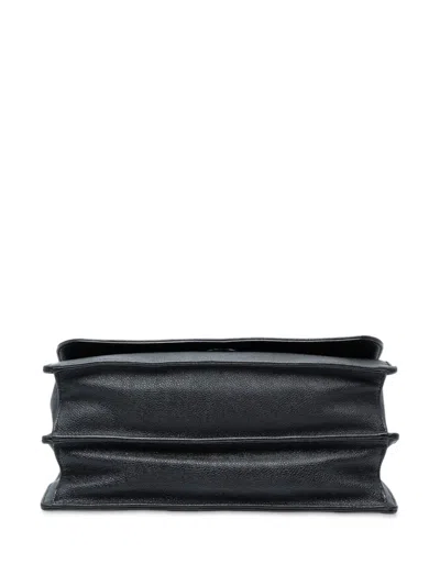 Pre-owned Dior 2016 Large Grained Calfskin Ama Flap Satchel In Black