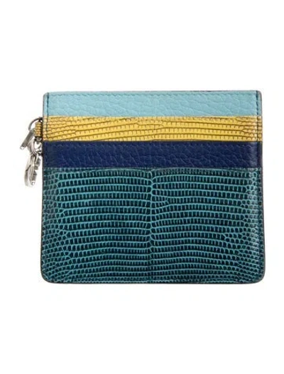 Pre-owned Dior 2016 Lizard Wallet In Blue