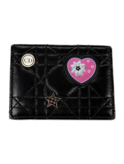 Pre-owned Dior 2016 Lucky Badges Card Case Card Holder In Black
